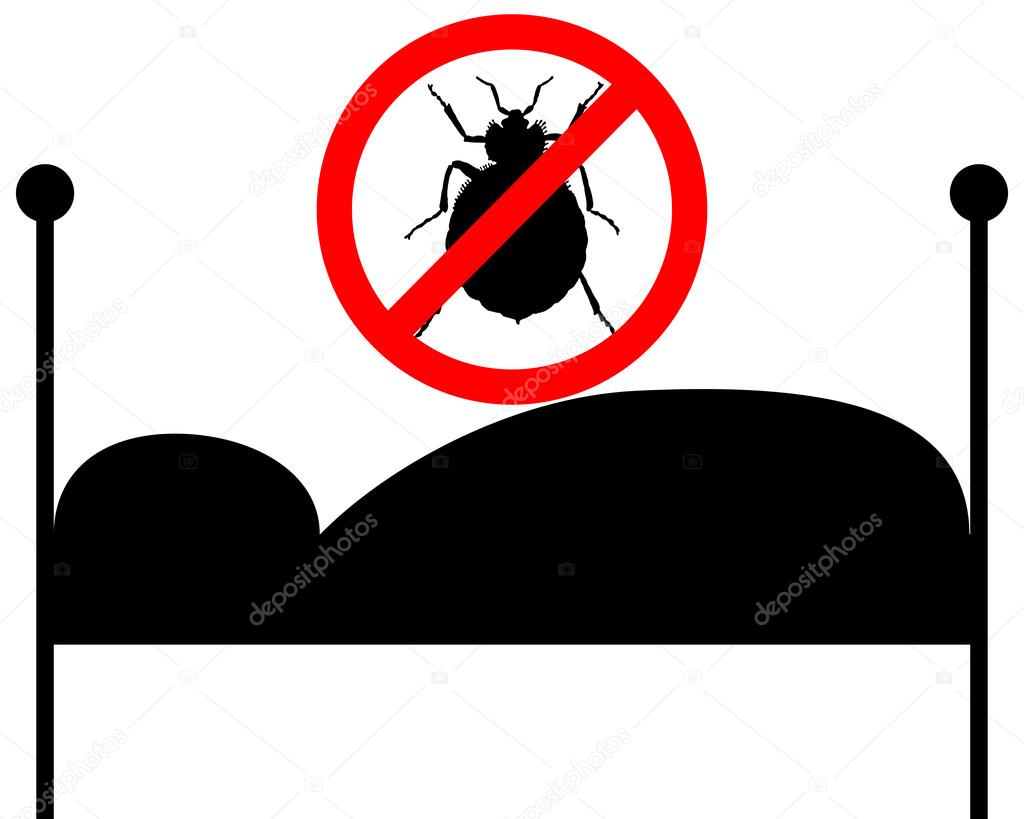 Prohibition sign for bedbugs in bed
