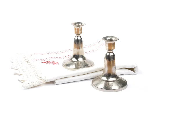 Candleholder and linen — Stock Photo, Image