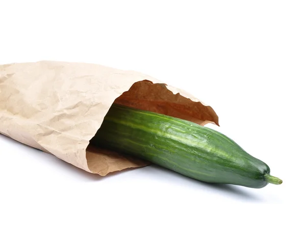 Cucumber in paper bag — Stock Photo, Image