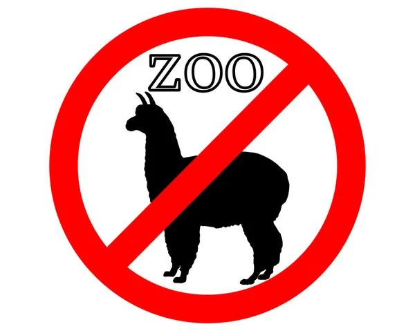 Alpaca in zoo prohibited — Stock Vector