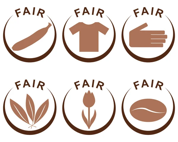 Symbols and products of fair trade — Stock Vector