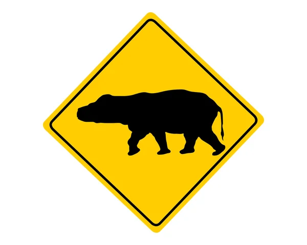 Znak ostrzegawczy hipopotam — Wektor stockowy