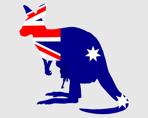 Bandeira da Austrália com canguru —  Vetores de Stock