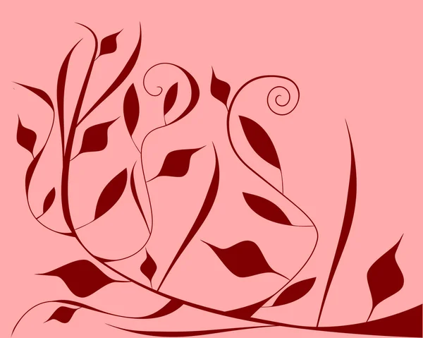 Thème floral rouge profond sur fond rose — Image vectorielle