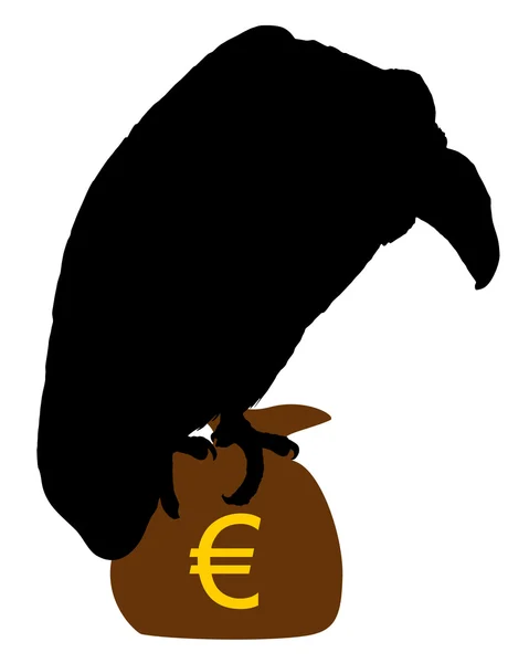 Vulture with moneybag — Stock Vector