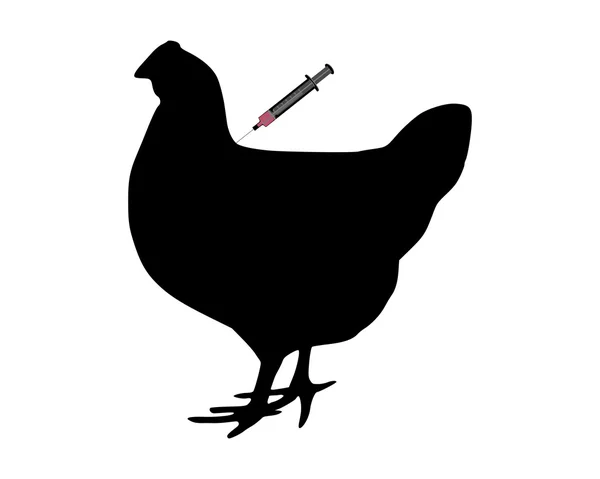 Kura dostaje szczepień przeciwko ptasiej grypie — Wektor stockowy