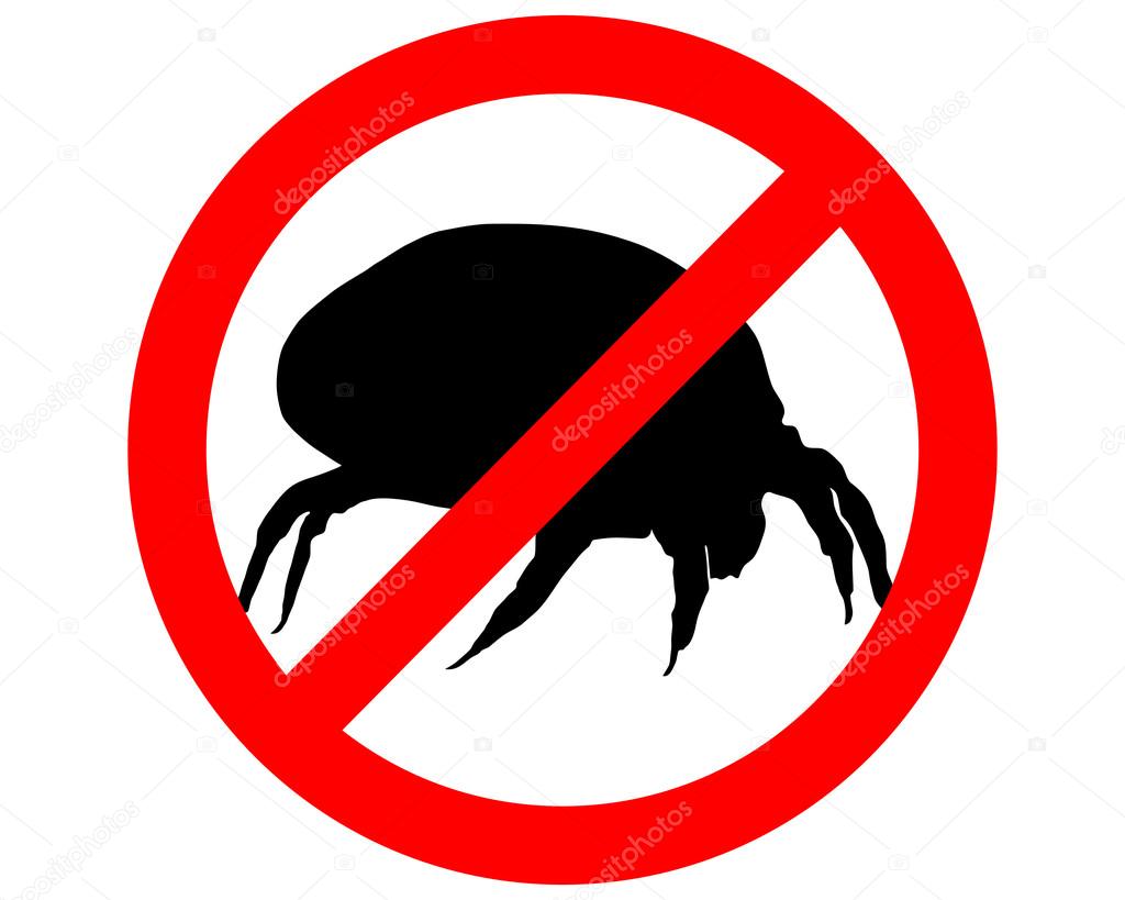 The illustration of a prohibition sign for house dust mites