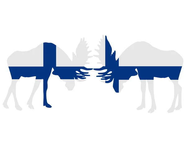 Rutting moose in finnish flags — Stock Vector