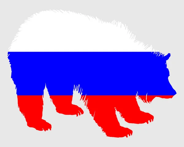 Flagga Ryssland med brun Björn — Stock vektor