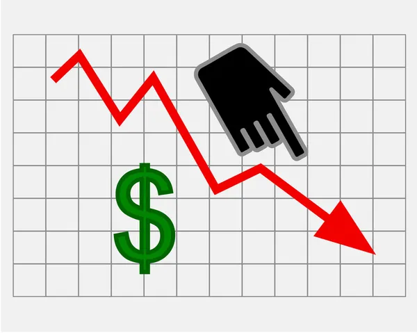 Diminuição do preço do dólar — Vetor de Stock