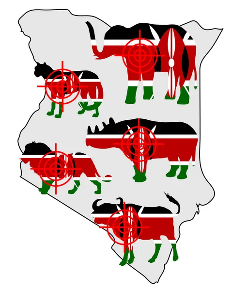 Big Five Kenya lignes croisées — Image vectorielle