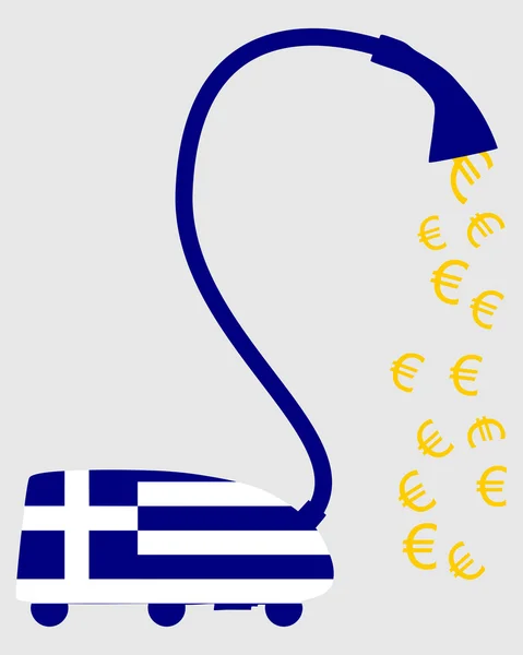 Greek vacuum cleaner with european euros — Stock Vector