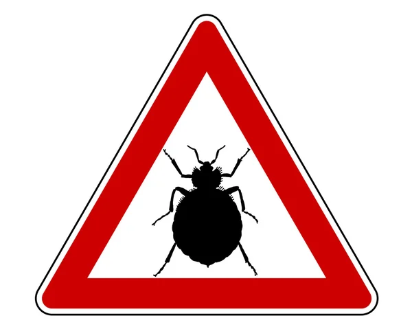 Panneau d'avertissement de punaise de lit — Image vectorielle