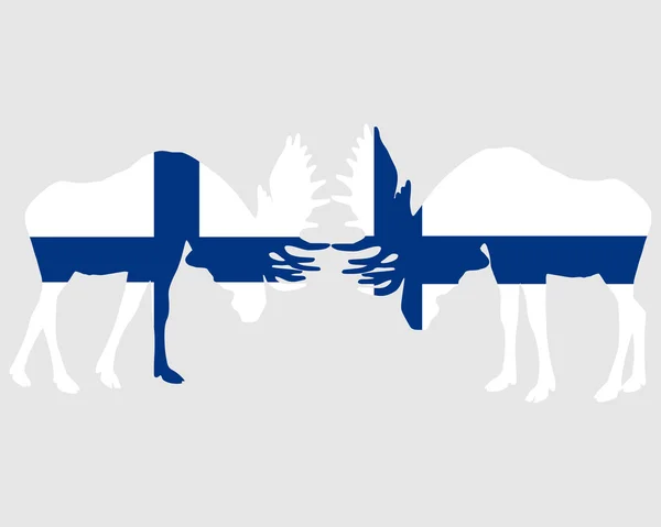 Rutting alce en banderas finlandesas — Archivo Imágenes Vectoriales