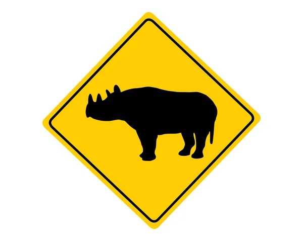 Signe d'avertissement rhino noir — Image vectorielle