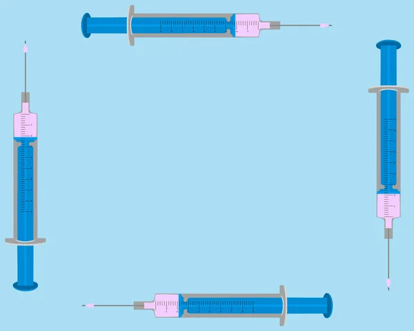 Illustration av fyllda injektioner på blå bakgrund — Stock vektor