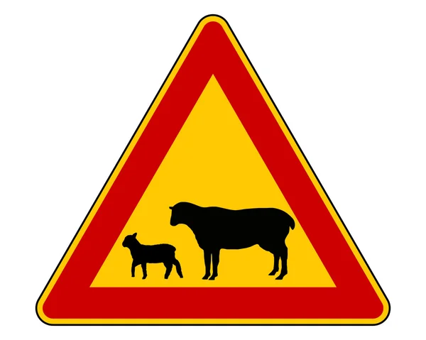 Sheep flock warning sign — Stock Vector