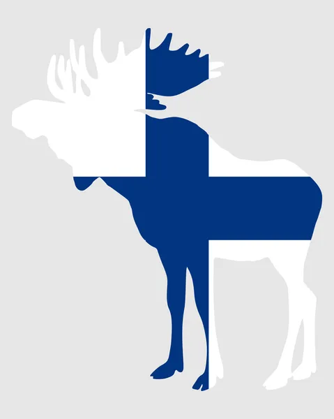 핀란드 깃발에 있는 큰사슴 — 스톡 벡터
