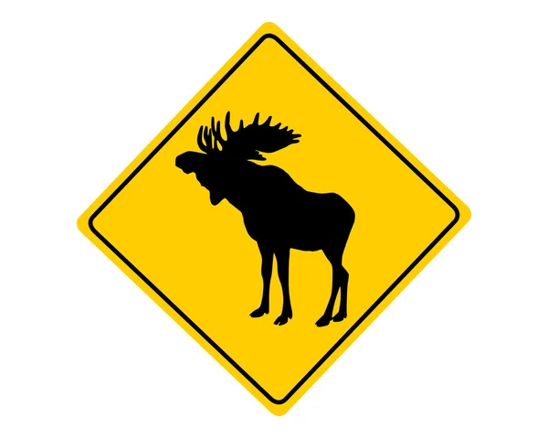 Moose tanda peringatan - Stok Vektor