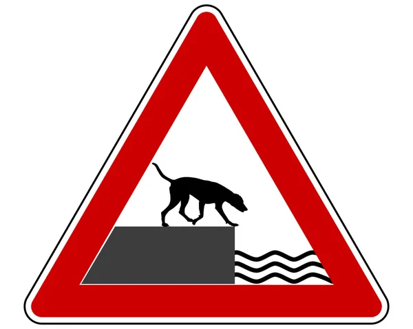 Road ending warning sign for dogs — Stock Vector