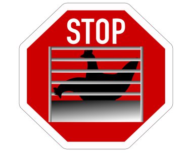 Stop sign caging of hen clipart
