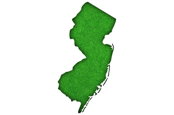 Mapa New Jersey Zielonym Filcu — Zdjęcie stockowe