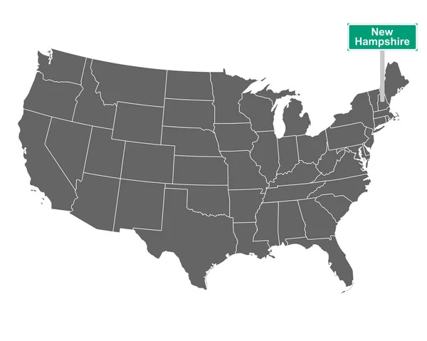 Nova Hampshire Estado Limite Sinal Mapa Dos Eua Como Ilustração — Vetor de Stock