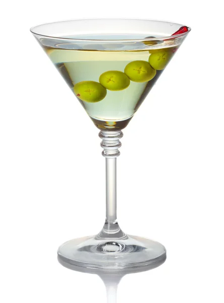 Ελιάς martini κοκτέιλ απομονωθεί σε λευκό — Φωτογραφία Αρχείου