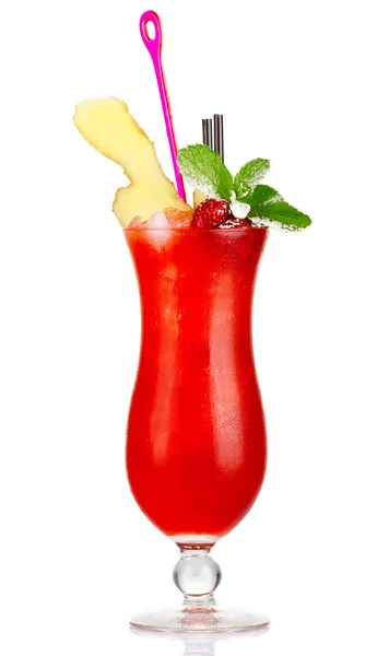 Roter Alkohol-Cocktail mit Himbeeren, Ingwer und frischer Minze Iso — Stockfoto