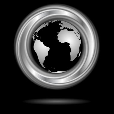 Abstract silver ring and globe. Vector design