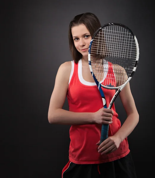 Portrait of sporty teen girl tennis player — Stock Photo, Image