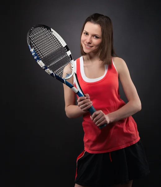 Portrait of sporty teen girl tennis player — Stock Photo, Image