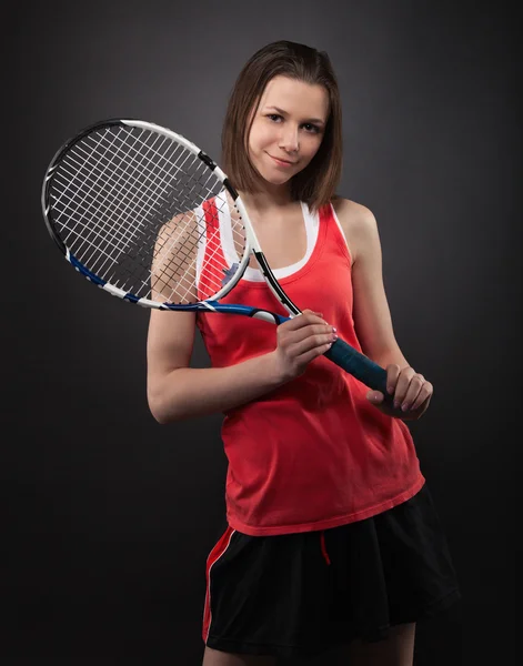 Portrait of sporty teen girl tennis player — Stock Photo, Image