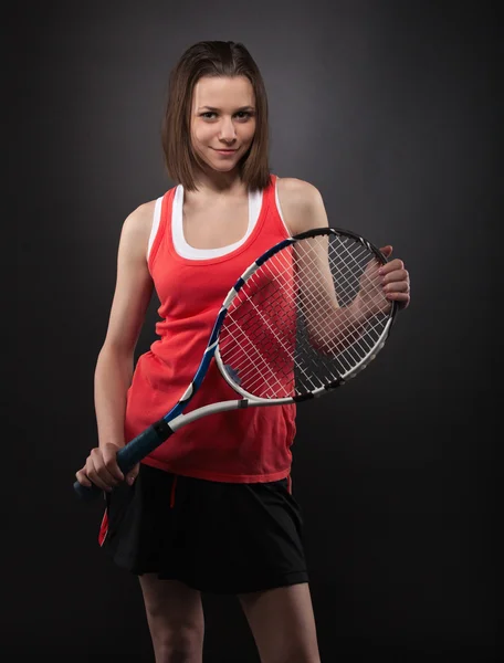 Portrait of sporty teen girl tennis player — Stock Photo, Image