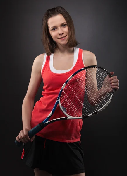 Portrait of sporty teen girl tennis player — Stock Photo, Image
