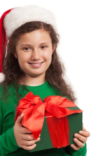 Glada barn med julklapp — Stockfoto