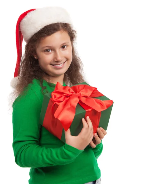 Счастливый ребенок с рождественским подарком — стоковое фото