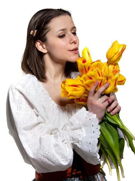 Bella sorridente ragazza di campagna — Foto Stock