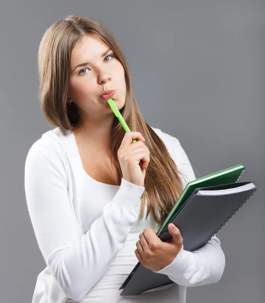 Casual dressed high school student girl — Stock Photo, Image