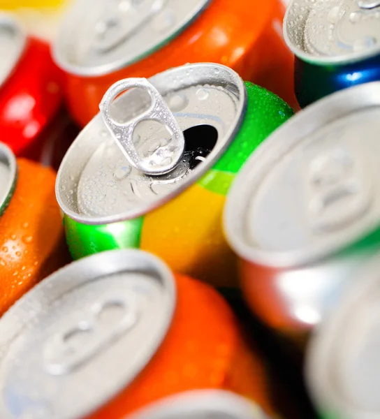 Cans of sweet drinks (or beer) — Stock Photo, Image