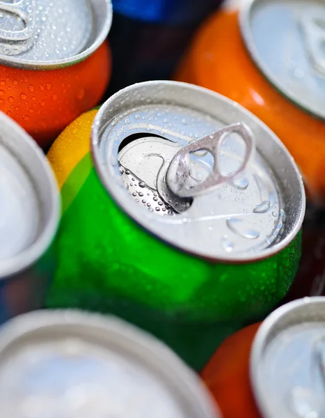 Cans of sweet drinks (or beer) — Stock Photo, Image