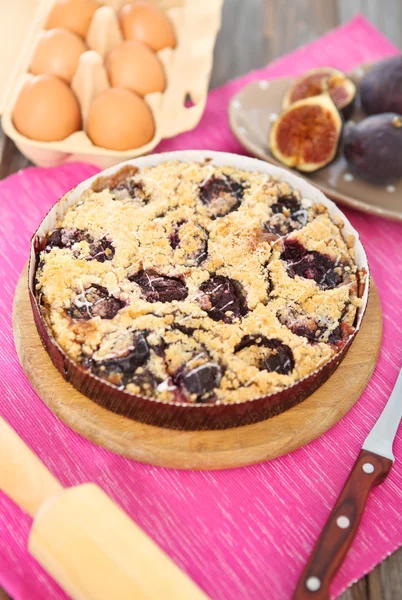 Freshly baked homemade fig pie — Stock Photo, Image