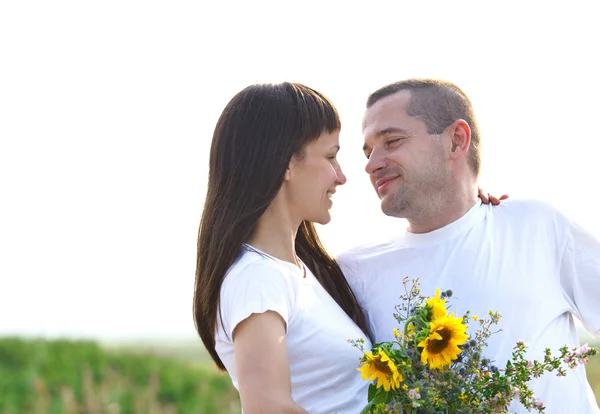 Happy young smiling couple — Stock Photo, Image