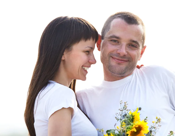 Happy young smiling couple — Stock Photo, Image