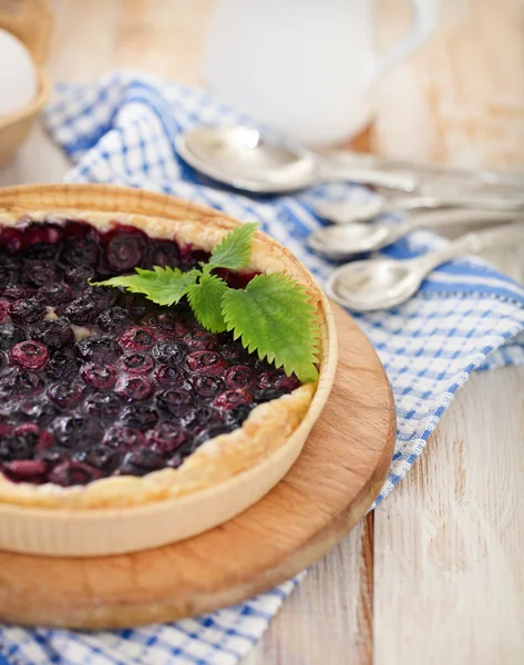 Frisch gebackener hausgemachter Heidelbeerkuchen — Stockfoto