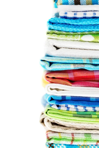 Pile of linen kitchen towels — Stock Photo, Image