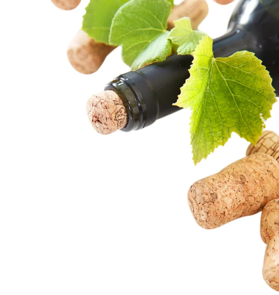 Dated wine bottle corks and bottle — Stock Photo, Image