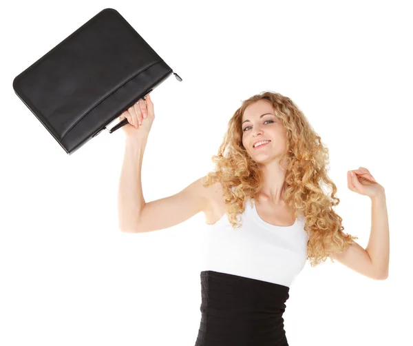 Donna d'affari con valigetta nera — Foto Stock