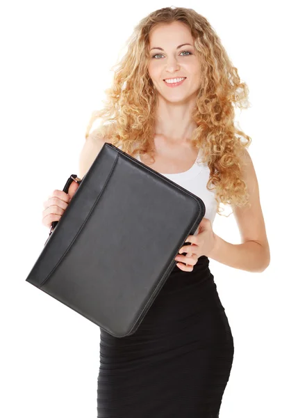 Geschäftsfrau mit schwarzer Aktentasche — Stockfoto