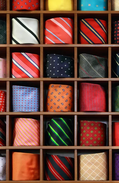 Ties on the shelf of a shop Stock Image